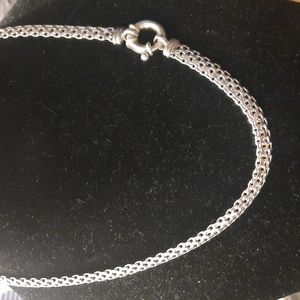 Milor Italian polished sterling silver mesh necklace.